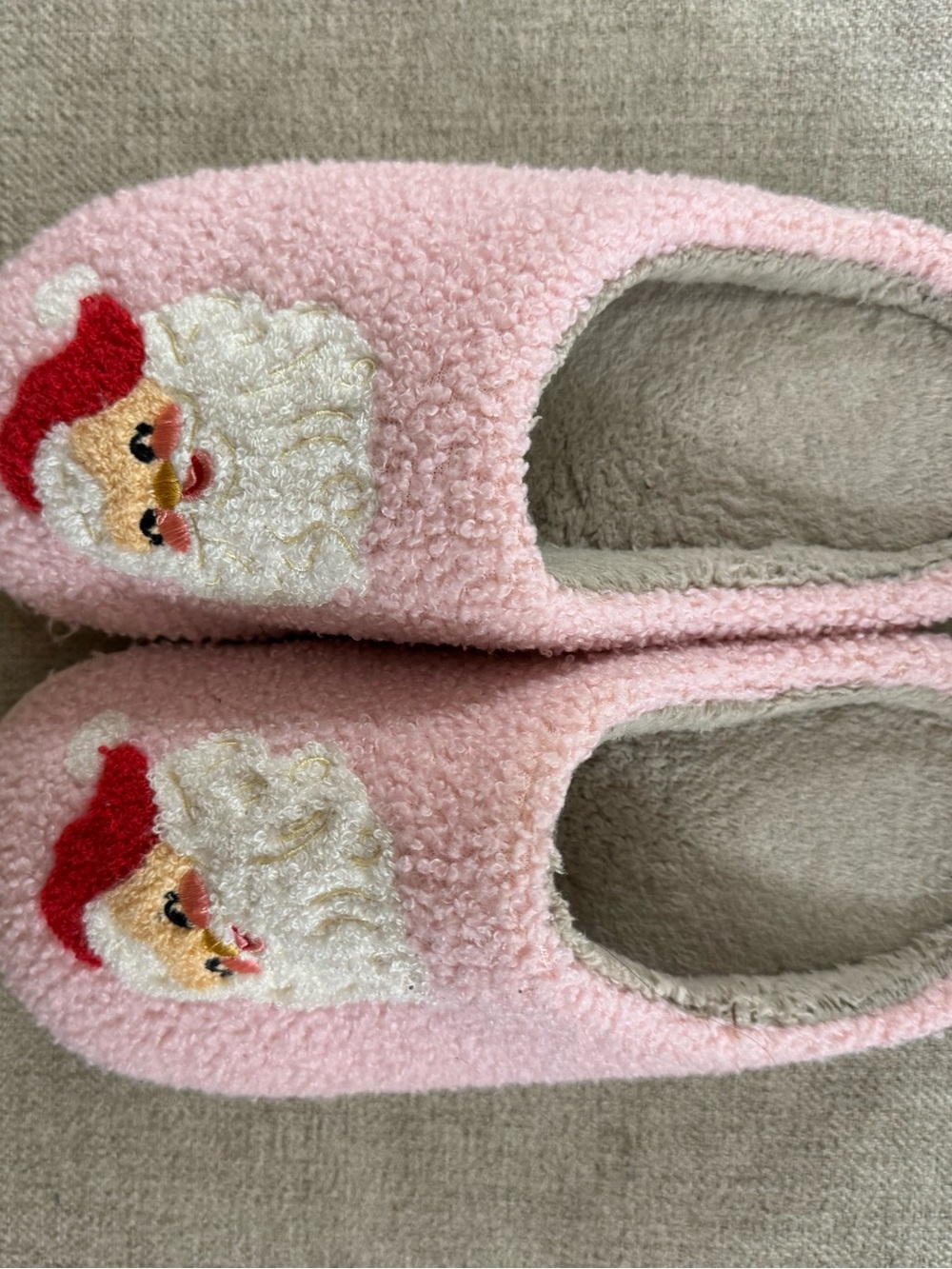 Pink Santa Slip-On Plush Slippers